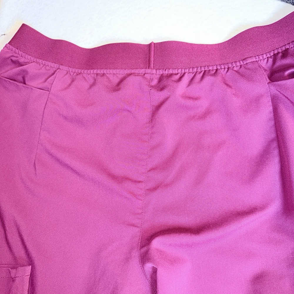 Cherokee Womens XL Petite Scrub Pants Wine Burgundy Cargo Straight Leg Stretch - Picture 9 of 13